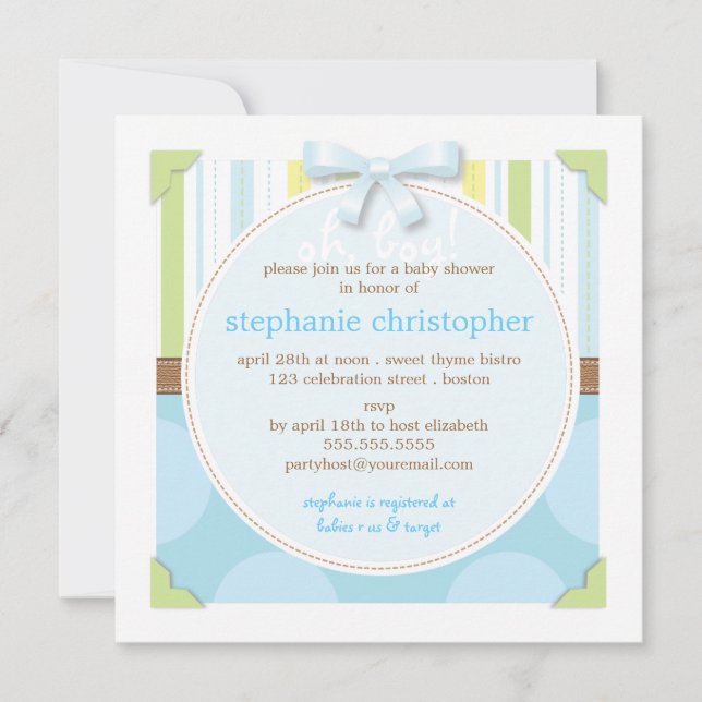 Invitation Bébé sucré Grèves et Baby shower à points Polka (Devant)