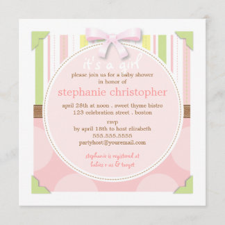 Invitation Bébé sucré Grilles et Baby shower POKA Dot