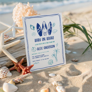 Invitation Bébé surfeur, Bébé de la plage à bord Douche