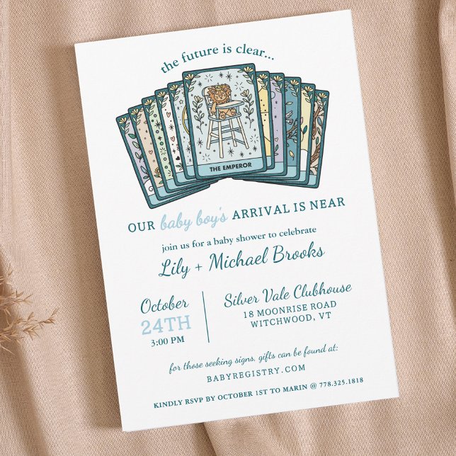 Invitation Bébé Tarot Empereur Garçon Céleste Baby Shower (Créateur téléchargé)