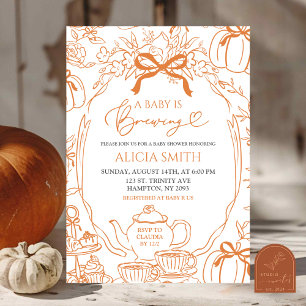 Invitation Bébé Toile Orange Vintage Citrouille d'Automne est