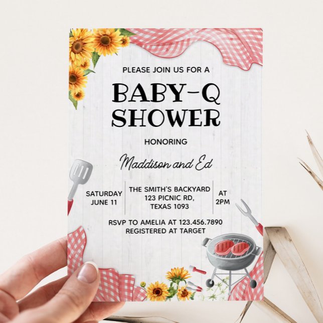 Invitation Bébé Tournesol Q Baby Shower (Baby Q Baby Shower Invitation)