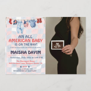 Invitation Bébé tout américain Fête de photo de bébé du 4 jui