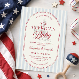 Invitation Bébé tout américain fête du 14 juillet Baby Shower