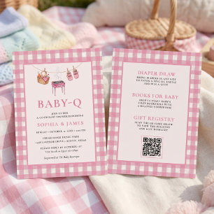Invitation Bébé tout compris Q Rose Gingham Grill