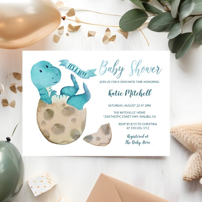 Invitation Bébé TRex Hatching Dinosaur Baby shower de garçon  (Créateur téléchargé)