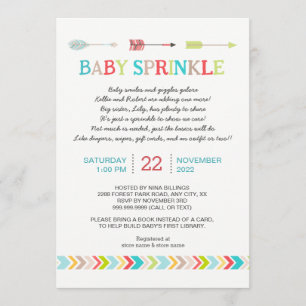 Invitation Bébé tribal saupoudrée d'invitation poème