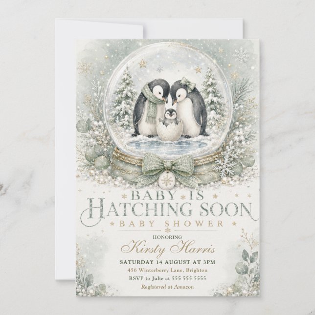 Invitation Bébé va éclore bientôt Baby Shower d'hiver (Devant)