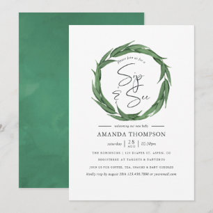 Invitation Bébé verdure aquarelle Sip et Voir