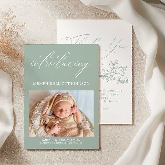 Invitation Bébé Vert Floral Timeless Vintage (Créateur téléchargé)
