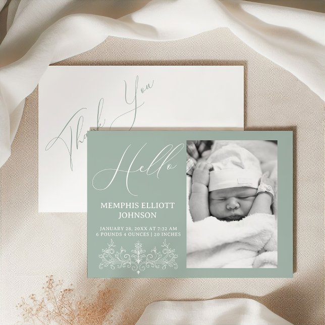Invitation Bébé Vert Floral Timeless Vintage (Créateur téléchargé)
