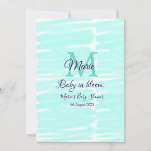 Invitation Bébé vert pastel en fleurs monogramme baby shower