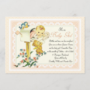 Invitation Bébé vintage à l'intérieur de baby shower de boîte
