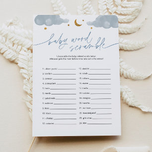 Invitation Bébé Word Scramble Star Baby shower Jeu
