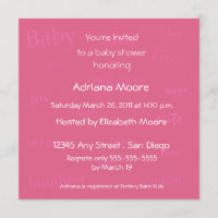 Bébé Words Baby shower Invitation-succion