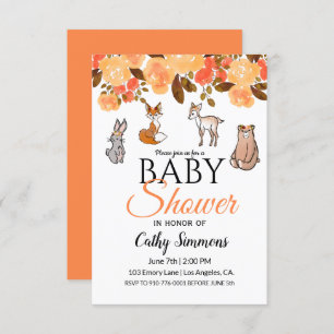 Invitation Bébés animaux en bois mignons   BABY SHOWER