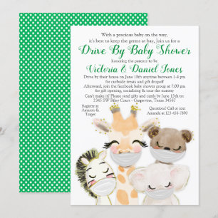 Invitation Bébés Animaux Masqués Défilent Pour Une Baby Showe