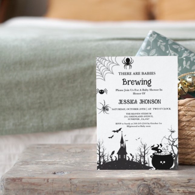 Invitation Bébés brasser Twin Halloween Baby shower noir (Créateur téléchargé)