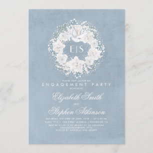 Invitation Bébé's Breath Dusty Blue Floral Engagement Party