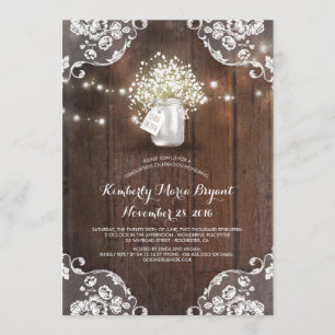 Invitation Bébé's Breath Mason Jar Barn Wood Graduation Party