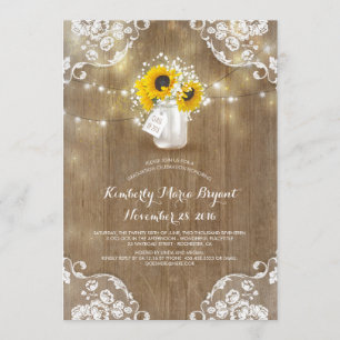 Invitation Bébé's Breath Mason Jar Sunflower Graduation Party