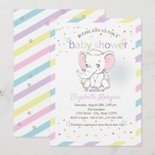 Invitation Bébés éléphants mignons vedettes d'une baby shower