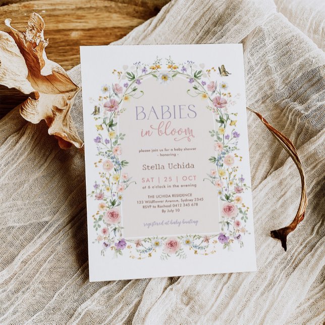 Invitation Bébés en Fleur Fleur sauvage Baby shower jumeau (Créateur téléchargé)