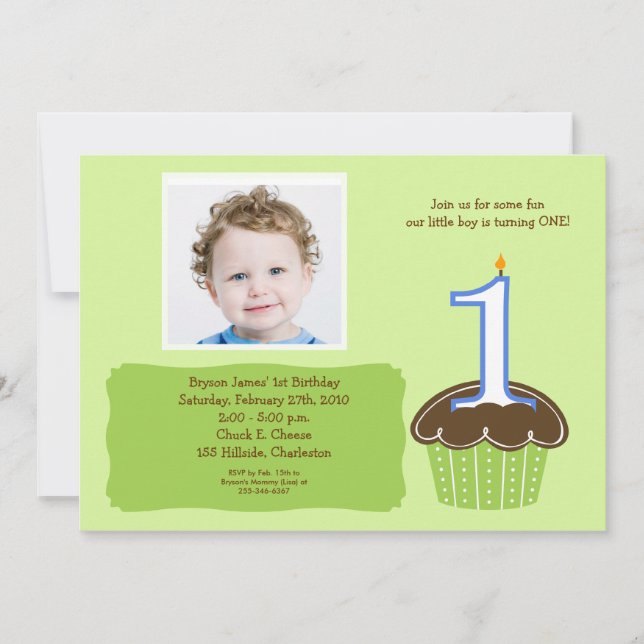 Invitation Bébés ęr d'invitation d'anniversaire de PHOTO de (Devant)