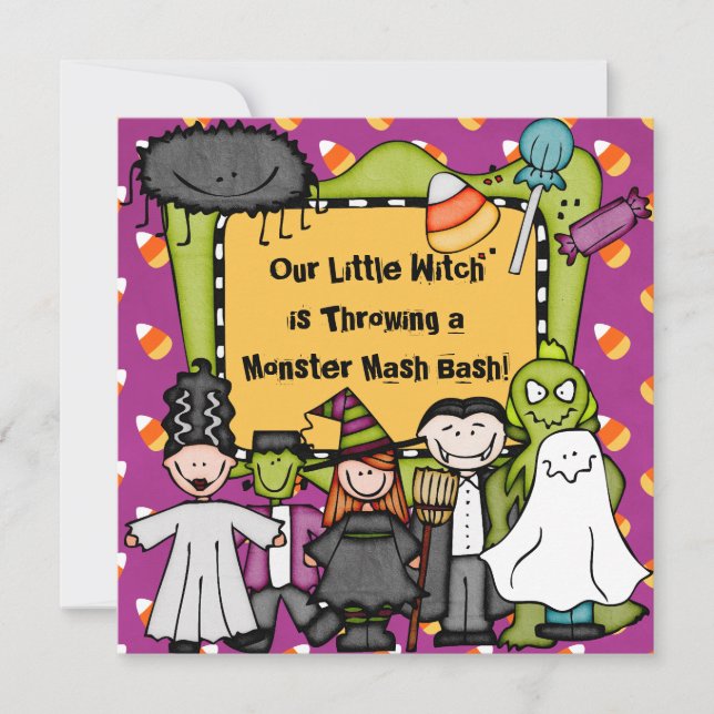 Invitation bébête de partie de Halloween de (Devant)