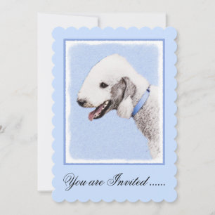 Invitation Bedlington Terrier Peinture - Art Chien original