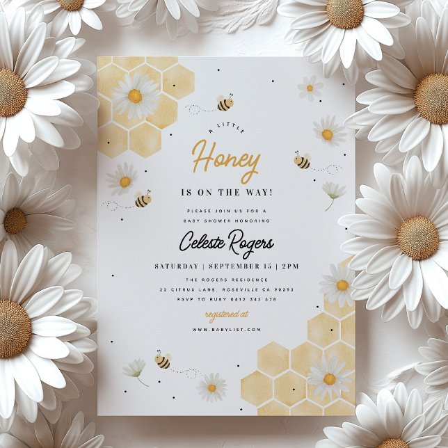 Invitation Bee A Little Honey is on the Way! Baby Shower (A little honey is on the way! Bee themed Baby Shower Invitation)