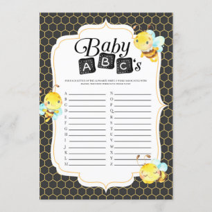 Invitation Bee Baby shower Baby ABC's Game