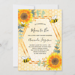 Invitation Bee Baby shower tournesol verdure maman à abeille