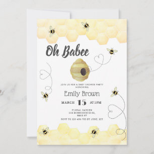 Invitation Bee Honey Aquarelle Oh Baby shower bébé