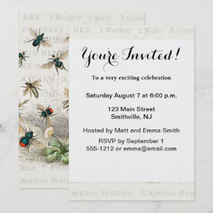 Invitation Bee Honey Travailleur Queen Bees Antique