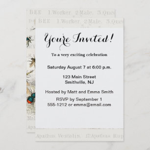 Invitation Bee Honey Travailleur Queen Bees Antique