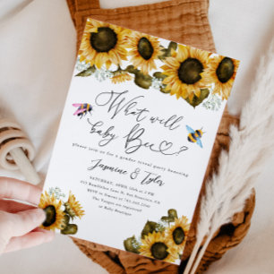Invitation Bee Sunflower Party de révélation de genre