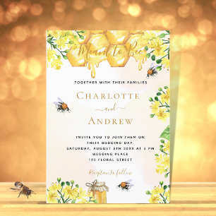 Invitation Bee yellow florals honeycomb summer wedding