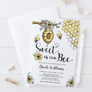 Invitation Beehive Florale Miel Sweet Bee Girl Baby shower
