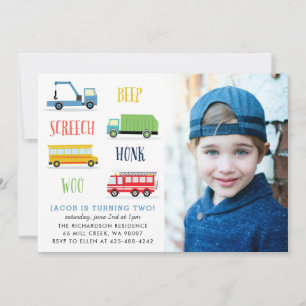 Invitation Beep Choo Vroom fête d'anniversaire Photo