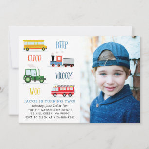Invitation Beep Choo Vroom fête d'anniversaire Photo