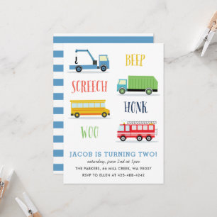 Invitation Beep Screech Woo Fête d'anniversaire de l'enfant_B