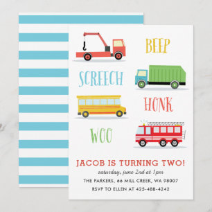 Invitation Beep Screech Woo Fête d'anniversaire de l'enfant I