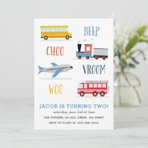 Invitation Beep Vroom Woo Avion Fête d'anniversaire de l'enfa