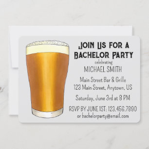 Invitation Beer Pint Glass Bachelor Party Stag Do