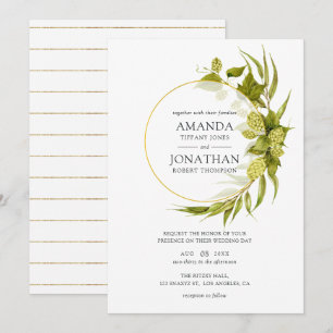 Invitation Beer Willow Greenery and Gold Geometric Wedding