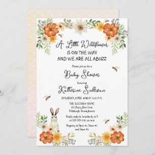 Invitation Bees Spring Petit Fleur sauvage Baby shower fille