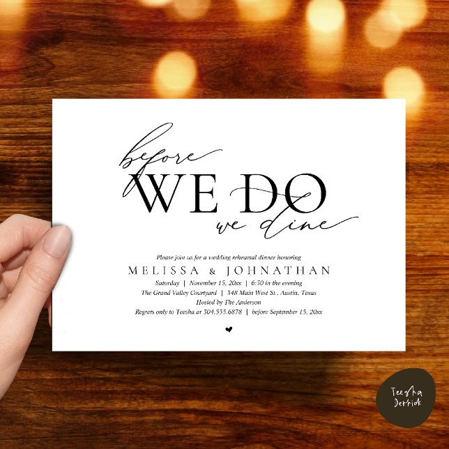 Invitation Before We Do, We Dine, Wedding Rehearsal Dinner (Before We Do, We Dine, Wedding Rehearsal Dinner Invitation Card Black White)