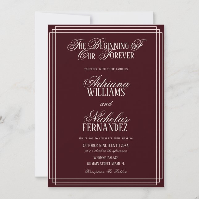 Invitation Beginning Of Our Forever Old Money Red Wedding (Devant)