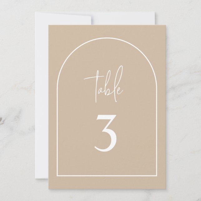 Invitation Beige Arch Minimal Baptism Table Number (Devant)